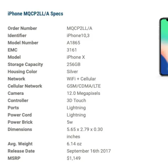 Like NEW Apple iPhone X - 256GB - Silver (Unlocked) Model #: MQCP2LL/A